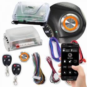 Autol C Power Accessories 790362 Orange Led Billet Push Button Engine Start Stop Keyless Entry And Remote Kit