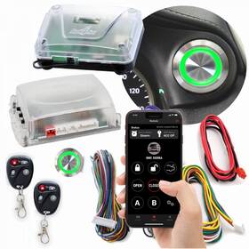 Autol C Power Accessories 89766 Green Led Billet Push Button Engine Start Stop Keyless Entry And Remote Kit