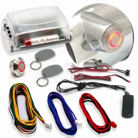 89828 Autol C Power Accessories Gm Direct Fit Column Insert Red Led Billet Push Button Start Conversion Rfid Kit