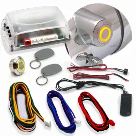 89831 Autol C Power Accessories Gm Fit Column Insert Yellow Led Billet Push Button Start Conversion With Rfid Kit