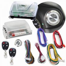 Autoloc 89764 White Led Billet Push Button Engine Start Stop Keyless Entry And Remote Kit
