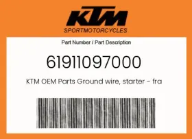 61911097000 Ktm Genuine Ground Wire Starter - Frame