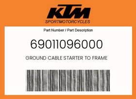 Ktm 69011096000 Genuine Ground Cable Starter To Frame -
