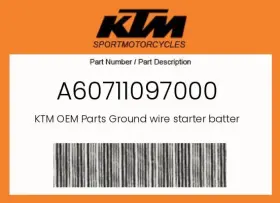A60711097000 Ktm Genuine Ground Wire Starter Battery -