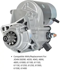 410-52285 Total Power Parts New Starter For John Deere Windrower 4890 4895 Re59588 Se501401