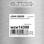 WZW14398 Solenoid Hydraulic Valve Fits John Deere (surplus Open Box) New. Price: $126.40.