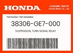 Honda Genuine Suspension, Turn Signal Relay 38306-GE7-000 New. Price: $6.45.
