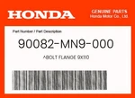 Honda Genuine Bolt Flange 9X110 90082-MN9-000 New. Price: $18.74.