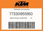 Ktm Genuine Drive Wheel Agzr 505 07 - 77330955160 New. Price: $198.49.