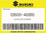 Suzuki Genuine Clutch Set, Starter 12600-40810 New. Price: $340.07.