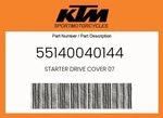 Ktm Genuine Starter Drive Cover 07 - 55140040144 New. Price: $39.09.