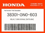 Honda Genuine Relay, Turn Signal (mitsuba) 38301-GN0-603 New. Price: $13.30.