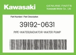 Kawasaki Genuine Pipe-water,radiator-water Pump 39192-0631 New. Price: $41.57.
