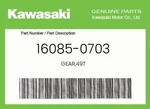 Kawasaki Genuine GEAR,49T 16085-0703 New. Price: $122.67.